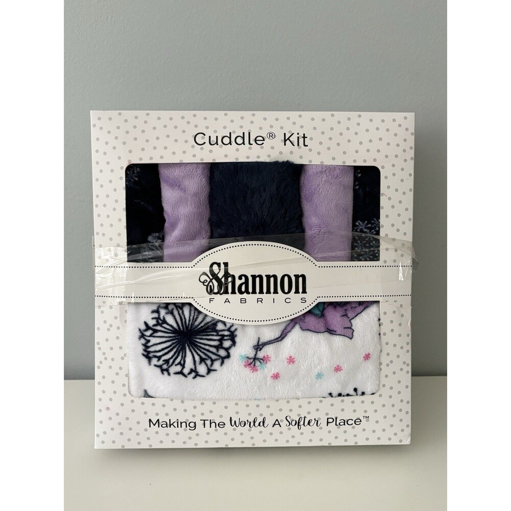 Shannon Fabrics CUDDLE KIT FAIRY TALE Minky Fabric Blanket & Pillow Navy Purple